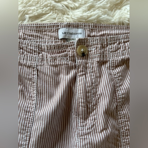 Liz Claiborne | Light Brown & White Pin Strip Pants - Picture 3 of 7